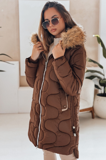 Damen Winterjacke VIRELIA gesteppt mit Kapuze braun Dstreet TY4936