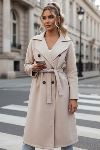 Damenmantel in Übergröße CASHMELY lang zum Binden beige Dstreet NY0715
