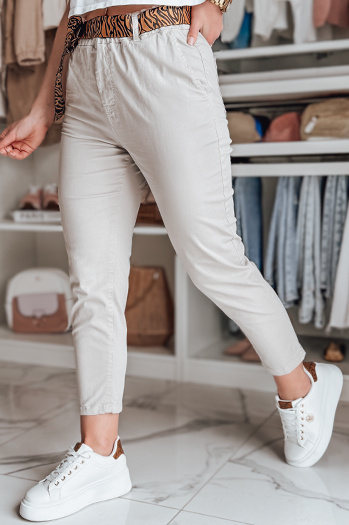 Damen Freizeithose mit Gürtel MADELINA hellbeige Dstreet UY2623