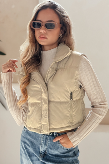 Gesteppte beigefarbene Damenweste Dstreet TY5195