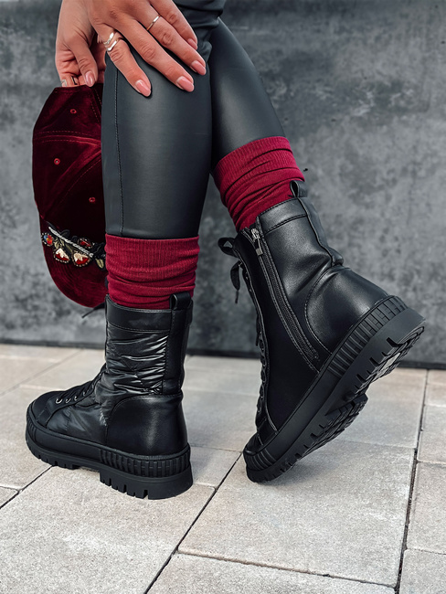 Damen CITYSTRY Schnürstiefel mit klobiger Sohle schwarz Dstreet ZY0539