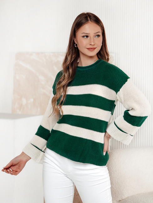 Damen Pullover LINEZZA grün und weiß Dstreet MY2389