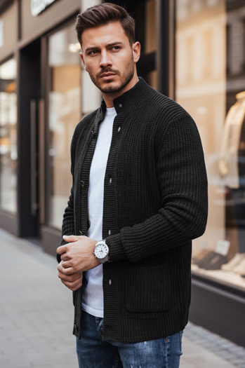 Herren Strickjacke Pullover schwarz Dstreet WX2347