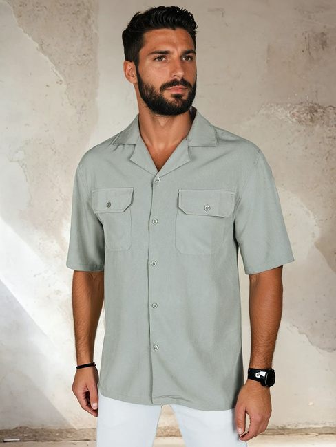 Herren Kurzarmhemd grau Dstreet KX1085