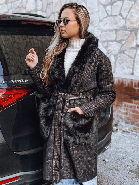 Damen Pelzmantel braun Dstreet TY5229