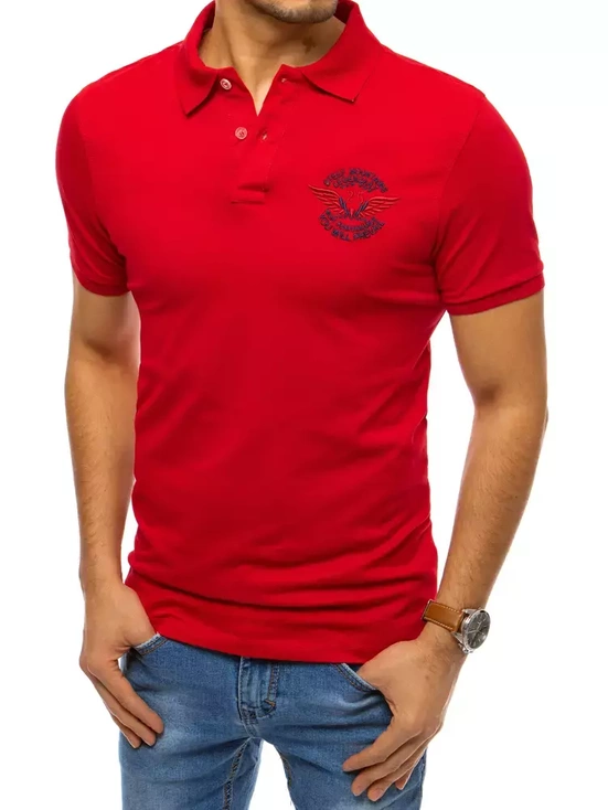 Herren Poloshirt mit Stickerei Rot Dstreet PX0469