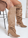 Damenstiefel mit Crinkle Schaft beige Wildleder Dstreet ZY1100