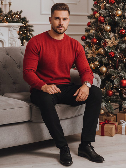 Klassischer burgunderroter Pullover für Männer Dstreet WX1933z