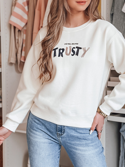 Damen Sweatshirt in Übergröße mit Stickerei SOFTRUS ecru Dstreet BY1411