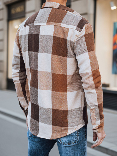 Kamelkariertes Flanellhemd für Männer Dstreet DX2674