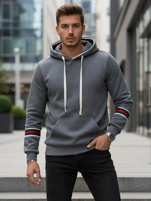 Grauer Kapuzenpullover für Männer Dstreet BX5946