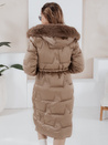 Damen Winter lange gesteppte Jacke mit Pelz camel Dstreet TY5073