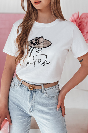 Bedrucktes Damen-T-Shirt WOMANPOW weiß Dstreet RY2804