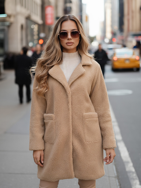 Damen Teddyfell Wintermantel beige Dstreet NY0757z