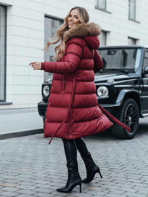 Gesteppte Damen-Winterjacke mit Pelz STYLEBELLA rot Dstreet TY5008