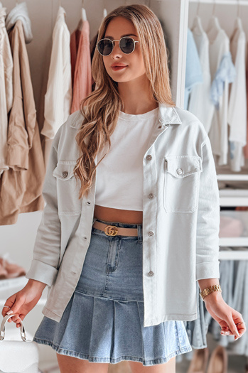 Damen Oversize Shirt Jacke OVERBOR hellgrau Dstreet TY4890