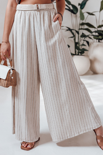 Damen Hose mit weitem Bein und Gürtel SUMMERLINE beige Dstreet UY2697