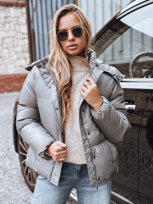 Damen Lederjacke für den Übergang dunkelgrau Dstreet TY5191