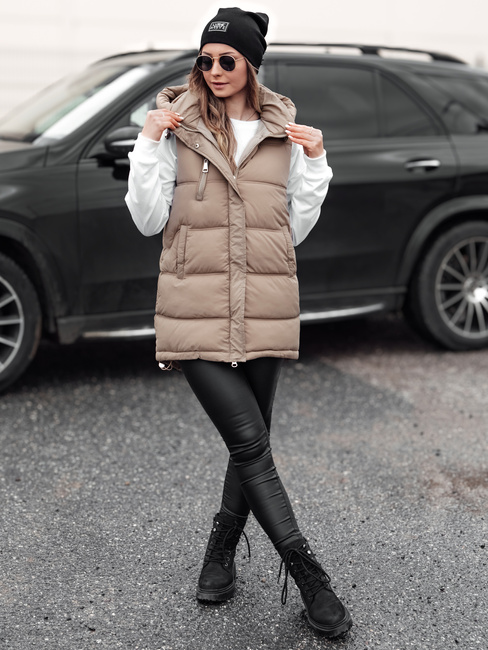 Damen Steppweste mit Kapuze VESTICA beige Dstreet TY4780