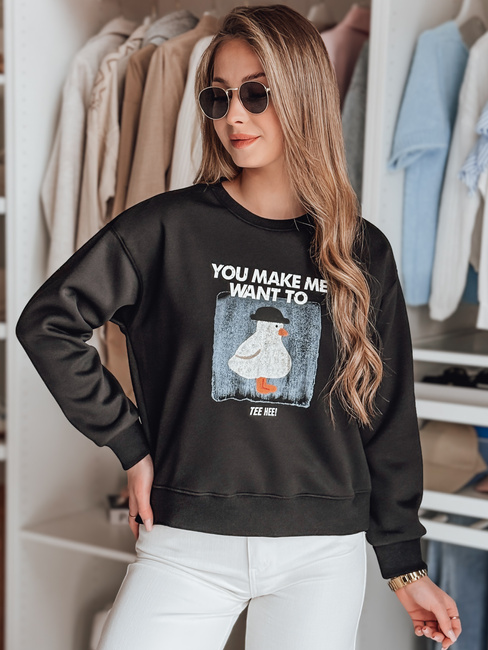 Damen Oversize bedrucktes Sweatshirt GOOSHY schwarz Dstreet BY1429
