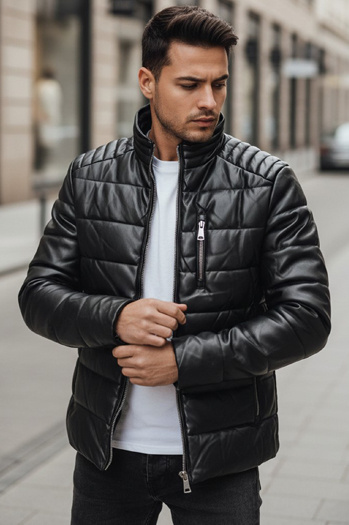 Isolierte Herren Lederjacke schwarz Dstreet TX5115