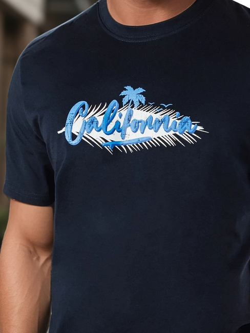Bedrucktes navyblaues Herren-T-Shirt Dstreet RX5372