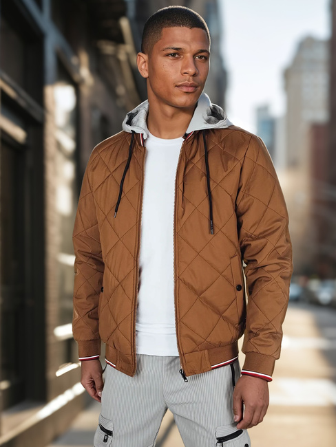 Herren Übergangs-Steppjacke mit Kapuze camel Dstreet TX5011