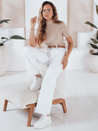 Kurzärmeliger gerippter Damenpullover GIRLGLORY beige Dstreet MY2553