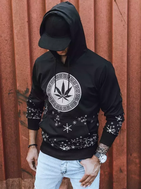 Herren Kapuzenpullover mit Aufdruck Schwarz Dstreet BX5326