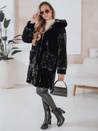 MISSFLUFF Damen Pelzmantel schwarz Dstreet TY4982