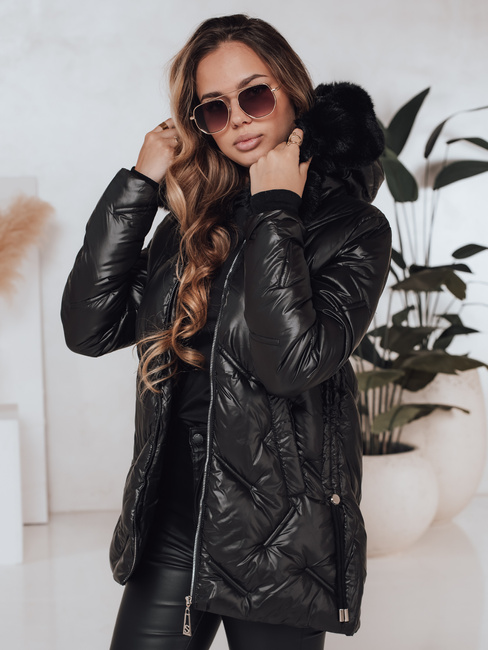 Damen Winterjacke LOVEINSIDE gesteppt mit Fell schwarz Dstreet TY5049
