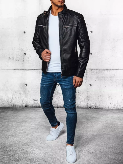 Herren Kunstlederjacke Farbe Schwarz DSTREET TX4388