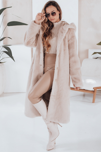 Damen Pelzmantel HELLOCHIC lang beige Dstreet TY4987