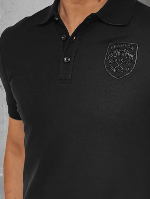 Herren Poloshirt mit Patch schwarz Dstreet PX0624