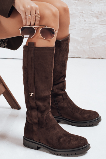 Braune Damenstiefel aus Wildleder Dstreet ZY1142