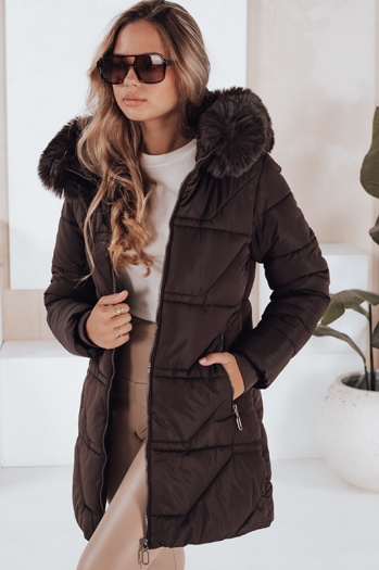 Damen Steppjacke mit Fell braun Dstreet TY5222