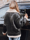 Damen Ramones Jacke mit Schafsfell schwarz Dstreet TY5247
