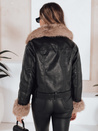 Damen Winter Lederjacke mit Kunstpelz schwarz Dstreet TY5210