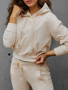 Cremefarbener Damen-Kapuzenpullover Dstreet BY1536
