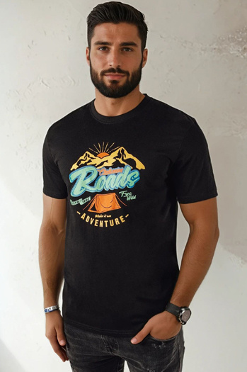 Herren T-shirt mit Aufdruck Farbe Schwarz DSTREET RX5400