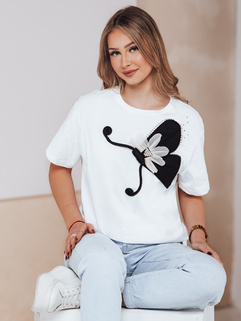 Damen-T-Shirt mit Verzierung PEARLI weiß Dstreet RY2718_4