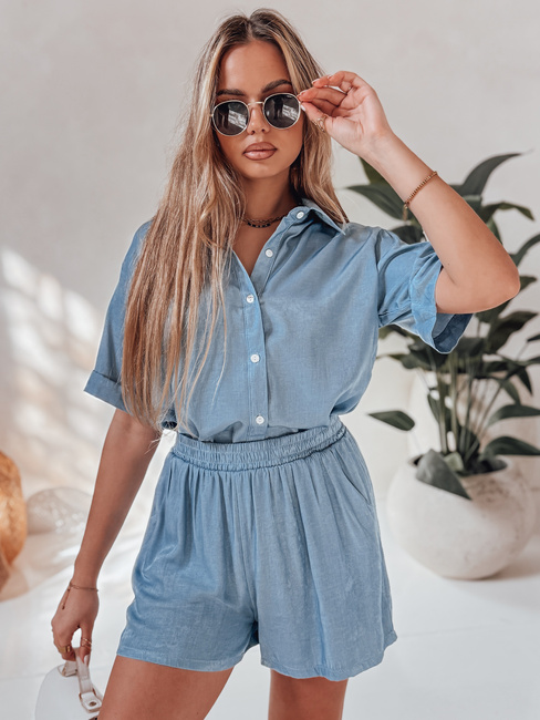 Damen Leinen Übergrößen Set LINEN LOVE hellblau Dstreet AY1139