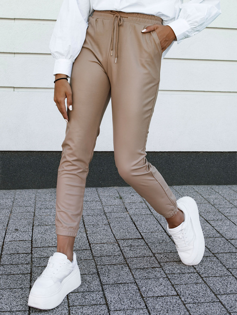 Beige gewachste BRIAL Damenhose mit Kordelzug Dstreet UY2152