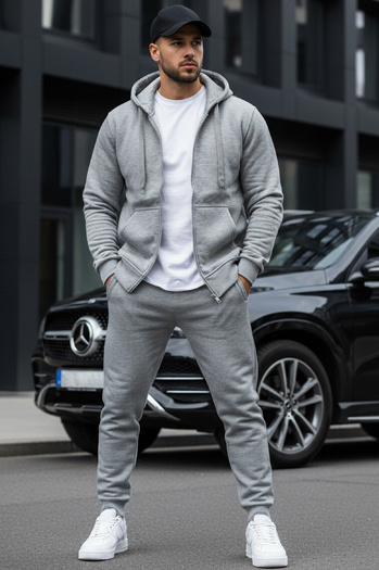 Herren Kapuzenpullover Hellgrau Dstreet BX2412