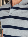 Gestreiftes Herren-Poloshirt hellgrau Dstreet PX0646