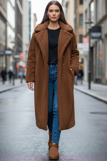 Damen Wintermantel Teddyfell lang camel Dstreet NY0759z