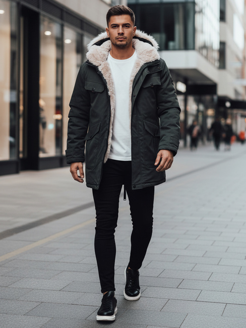 Herren Winter Parka Jacke mit Kapuze grün Dstreet TX4961z