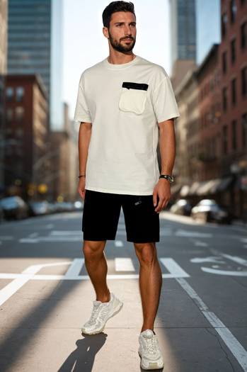 Weißes Herren-Trainingsanzug-Set Dstreet AX0810