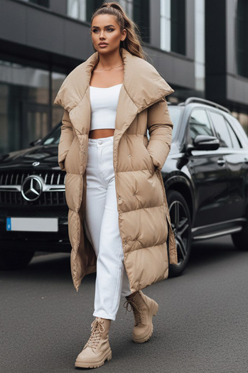 Damen Steppjacke Mantel FAVI camel Dstreet TY3091