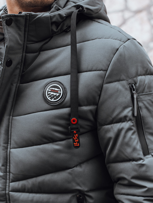 Herren Steppwinterjacke mit Kapuze in graphit Dstreet TX5057